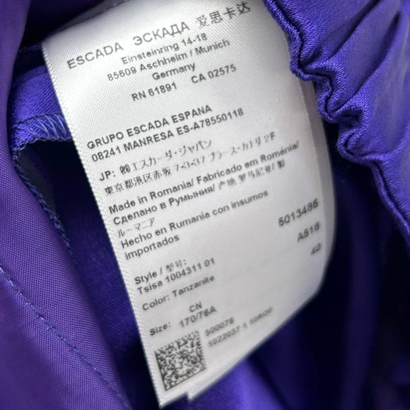 Escada Purple Satin High Waisted Trousers Womens 40 US 10 - Picture 7 of 11